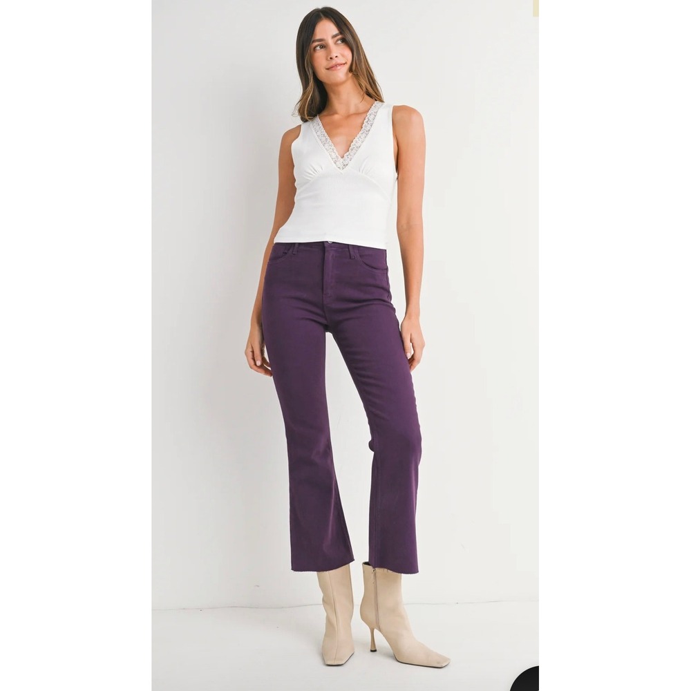 Just Black Denim Cropped Demi Flare Jeans Purple 27 very good condition